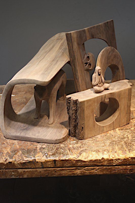 Four walnut pieces before finish is 
		applied.