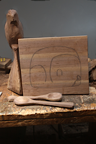 Hollowed out bowl and smaller 
		pieces from red section.