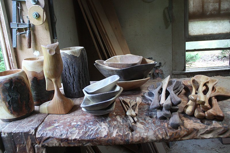 A Variety Of Pieces In Cherry And Walnut
		Awaiting Another Coat Of Finish